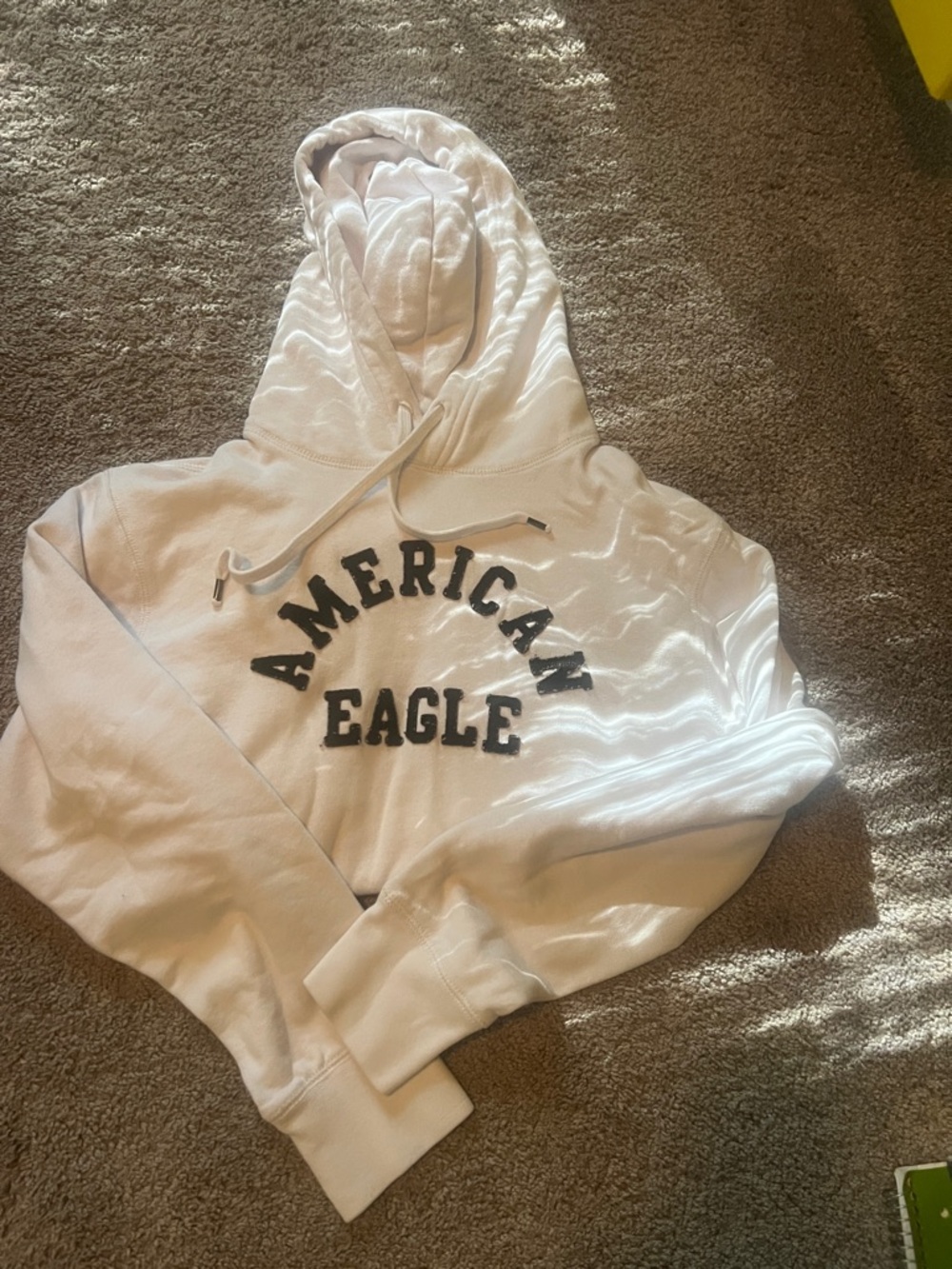 American Eagle White Hoodie with Black Lettering